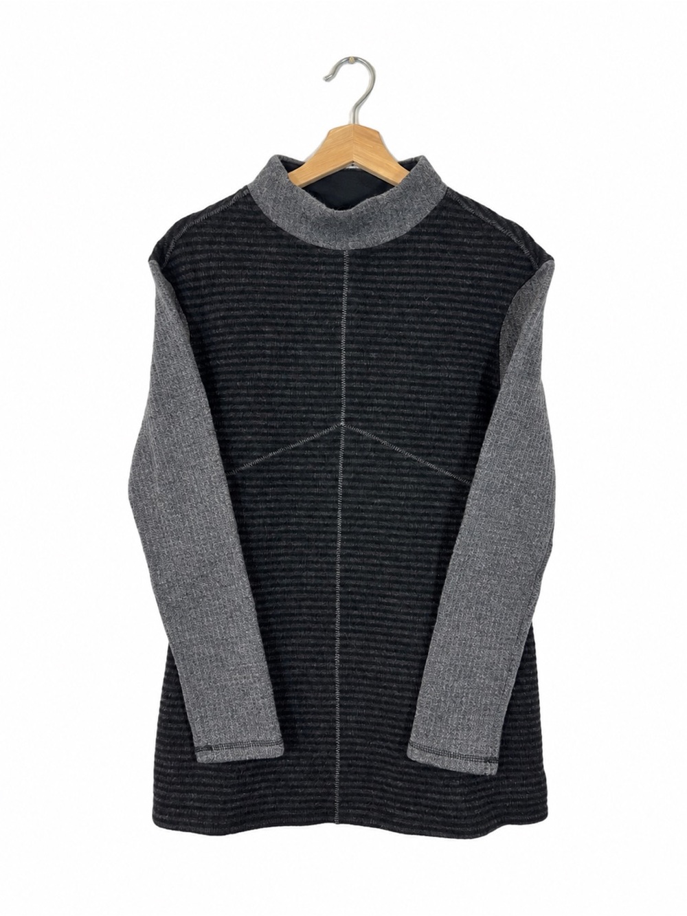 prAna Josette Wool-Blend Sweater Size M Gray/Black Gorpcore Outerwear Fall Cozy